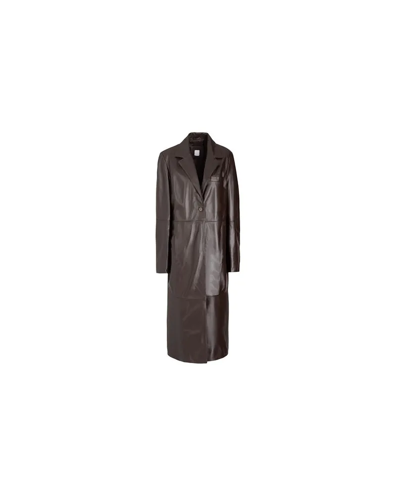 8 by Yoox LEATHER SINGLE-BREASTED MAXI COAT  - JACKEN & MÄNTEL - Mäntelauf YOOX.COM Schokobraun