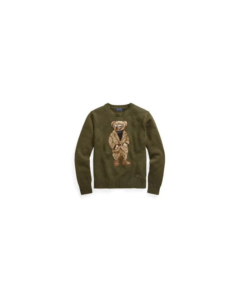 Ralph Lauren SAFARI POLO BEAR SWEATER   - STRICKWAREN - Pulloverauf YOOX.COM Militärgrün