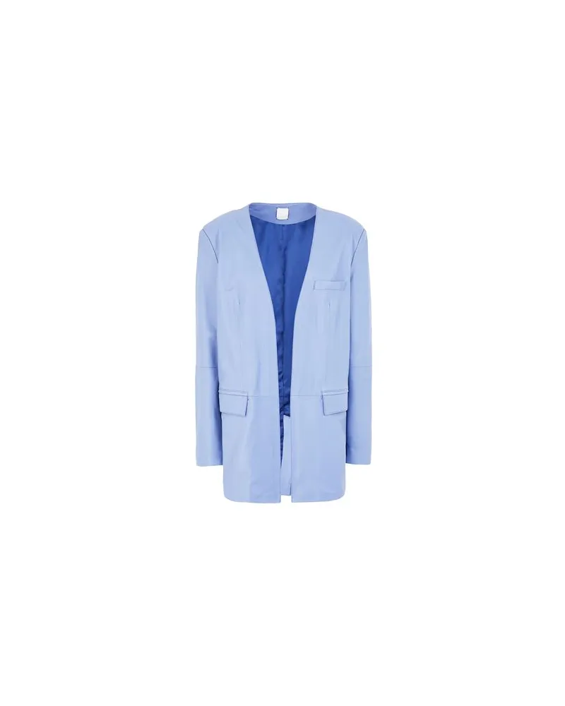 8 by Yoox LEATHER LAPELLESS BLAZER - ANZÜGE und CO-ORDS - Blazersauf YOOX.COM Himmelblau