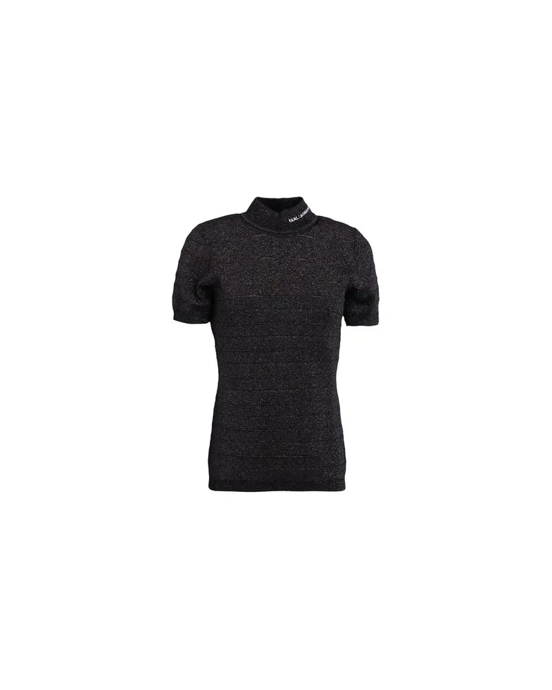 Karl Lagerfeld MOCKNECK LUREX KNIT TOP - STRICKWAREN - Rollkragenpulloverauf YOOX.COM Schwarz
