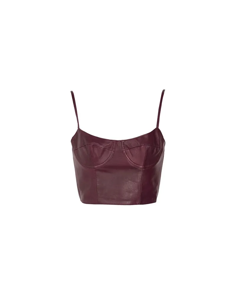 8 by Yoox LEATHER BODYCON CROP TOP - TOPS - Topsauf YOOX.COM Bordeaux