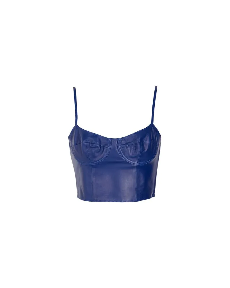 8 by Yoox LEATHER BODYCON CROP TOP - TOPS - Topsauf YOOX.COM Blau