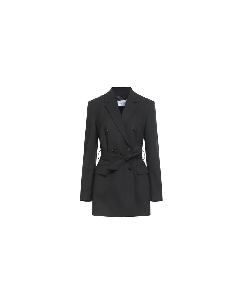 Calvin Klein FLANNEL DB BELTED   - ANZÜGE und CO-ORDS - Blazersauf YOOX.COM Schwarz