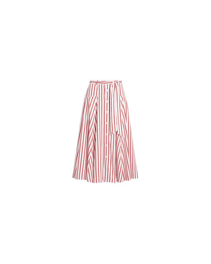 Ralph Lauren STRIPED COTTON A-LINE SKIRT   - HOSEN & RÖCKE - Midi-Röckeauf YOOX.COM Weiß