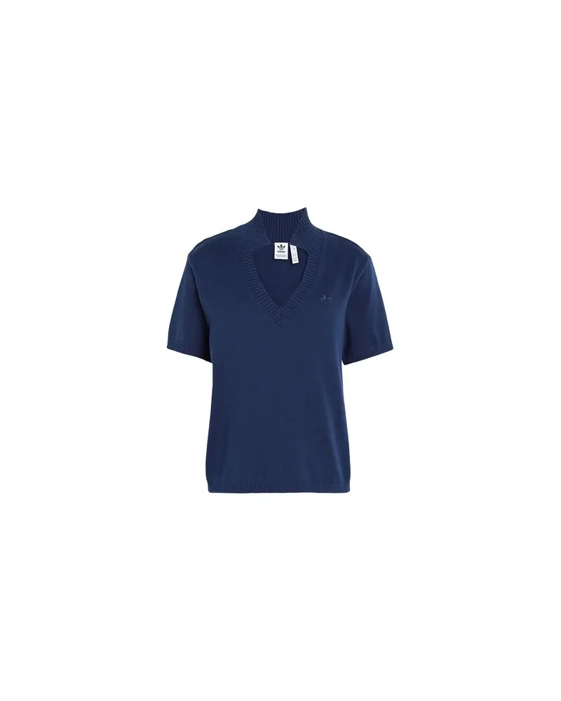 adidas KNIT OPEN POLO - STRICKWAREN - Pulloverauf YOOX.COM Marineblau