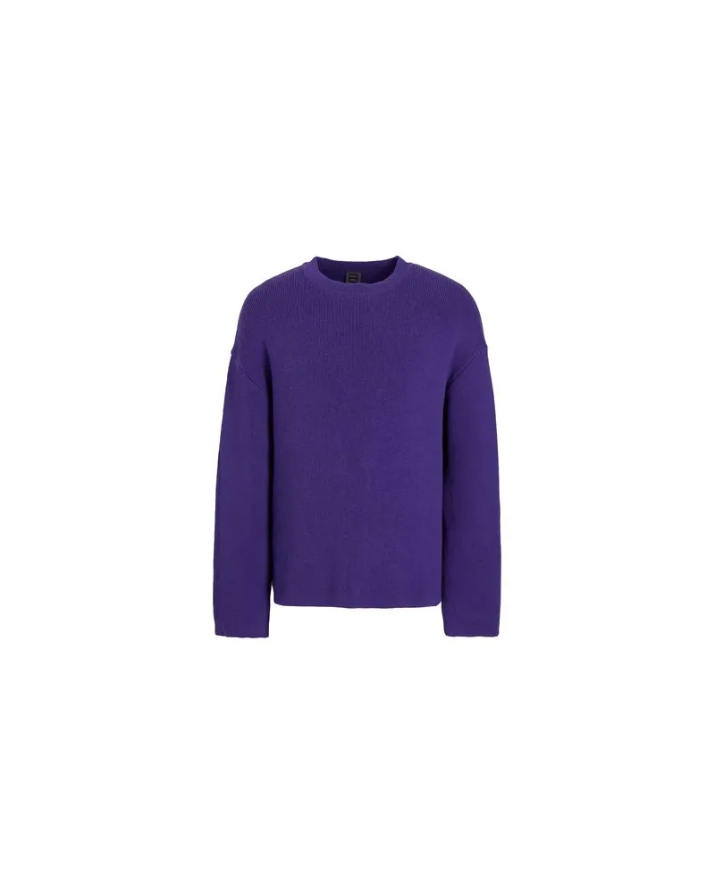 8 by Yoox RECYCLED COTTON BLEND BOXY-FIT CREW-NECK JUMPER  - STRICKWAREN - Pulloverauf YOOX.COM Dunkelviolett