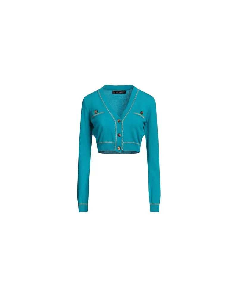 Versace STRICKWAREN - Strickjackenauf YOOX.COM Azurblau