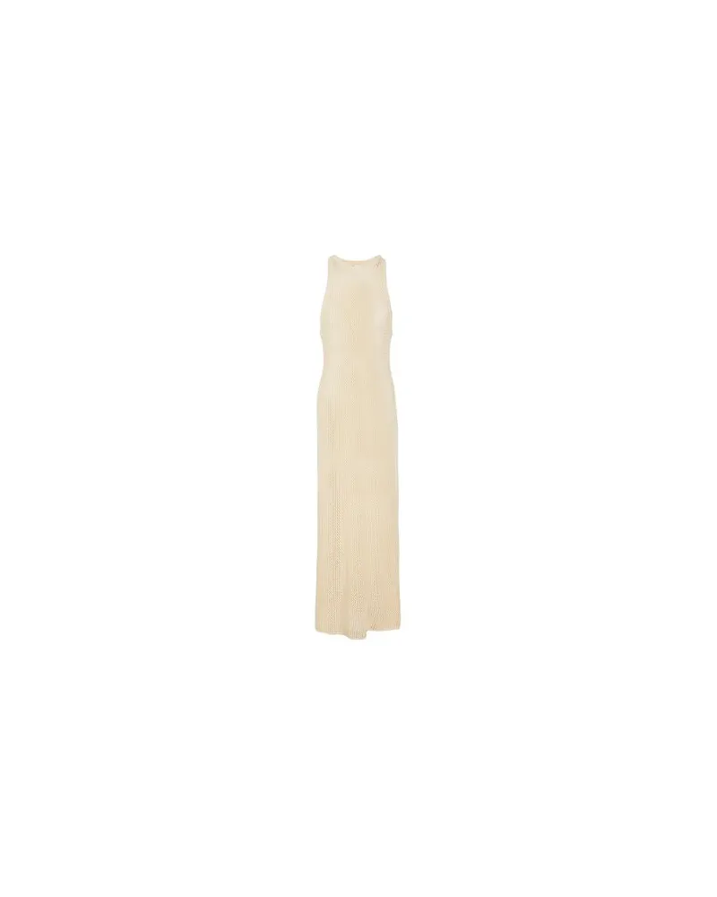 8 by Yoox ORGANIC COTTON OPEN WORK LONG DRESS  - KLEIDER - Maxi-Kleiderauf YOOX.COM Cremeweiß