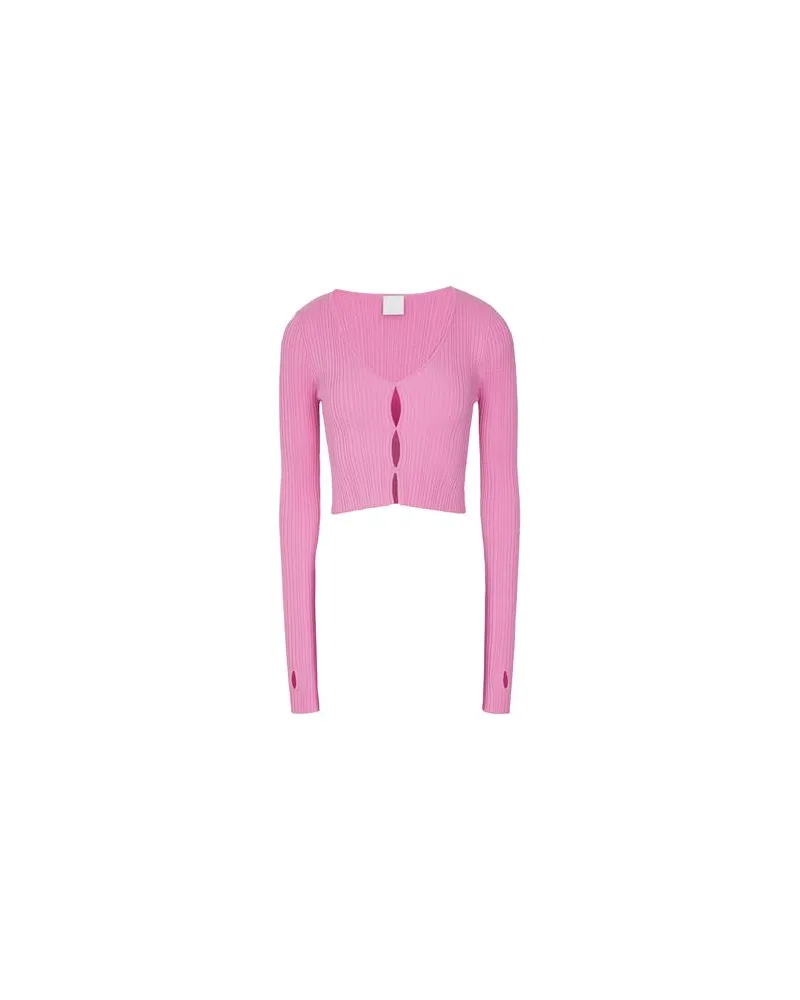 8 by Yoox VISCOSE BLEND RIBBED KNIT CROP CARDIGAN  - STRICKWAREN - Pulloverauf YOOX.COM Rosa