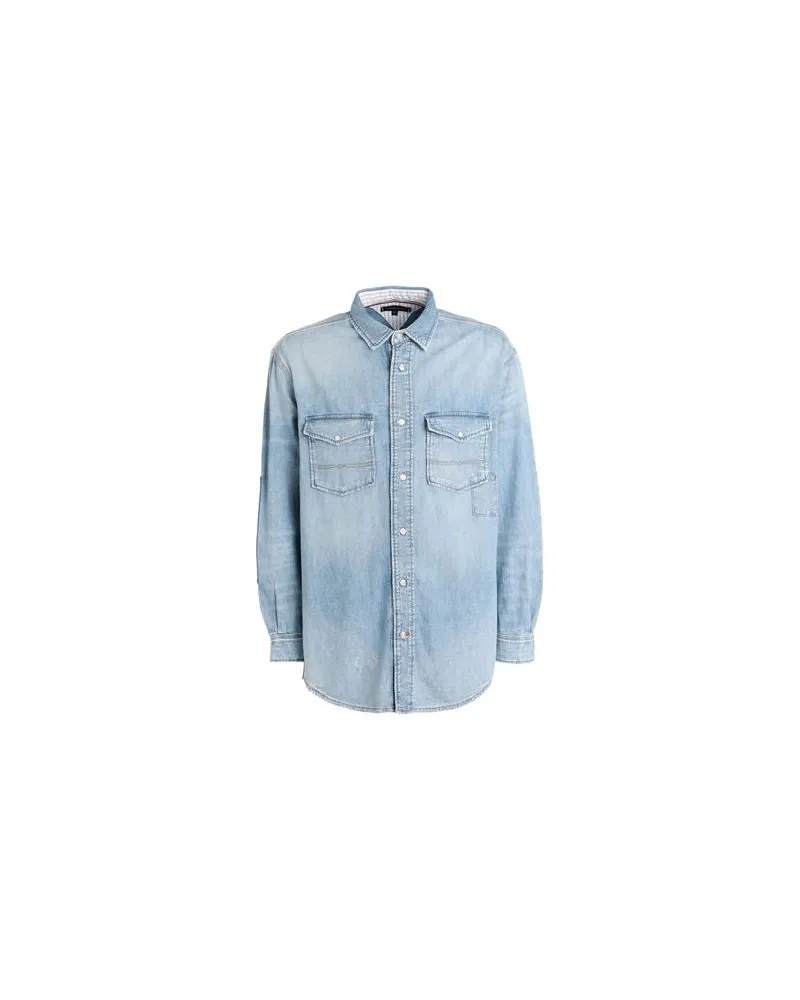 Tommy Hilfiger TOPS - Jeanshemdenauf YOOX.COM Blau