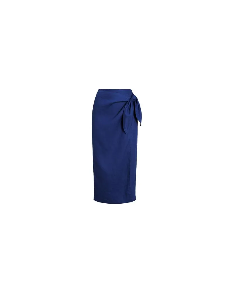 Ralph Lauren LINEN WRAP MIDI SKIRT   - HOSEN & RÖCKE - Midi-Röckeauf YOOX.COM Blau