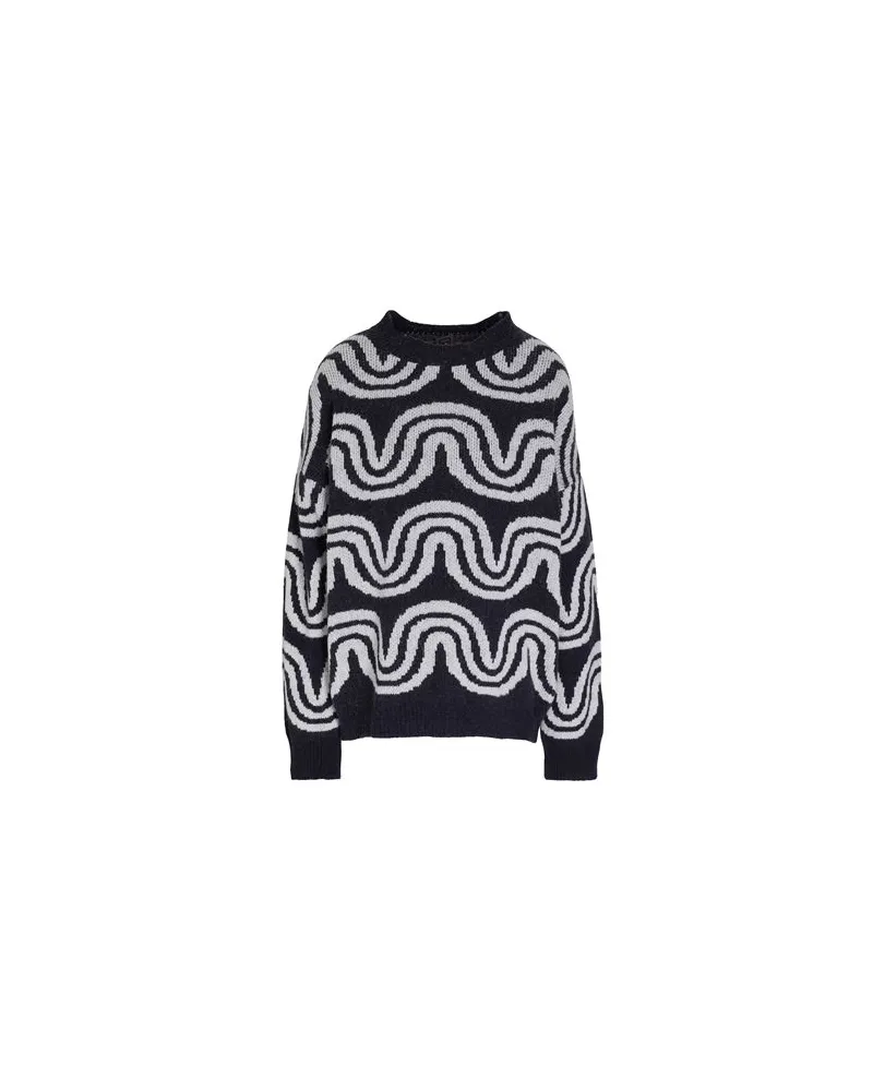 8 by Yoox WOOL BLEND JACQUARD OVERSIZE JUMPER  - STRICKWAREN - Pulloverauf YOOX.COM Nachtblau