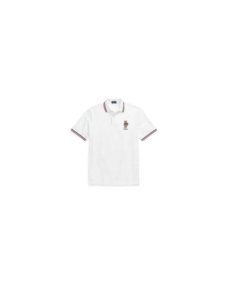 Ralph Lauren CUSTOM SLIM POLO BEAR MESH POLO SHIRT  - TOPS - Poloshirtsauf YOOX.COM Elfenbein