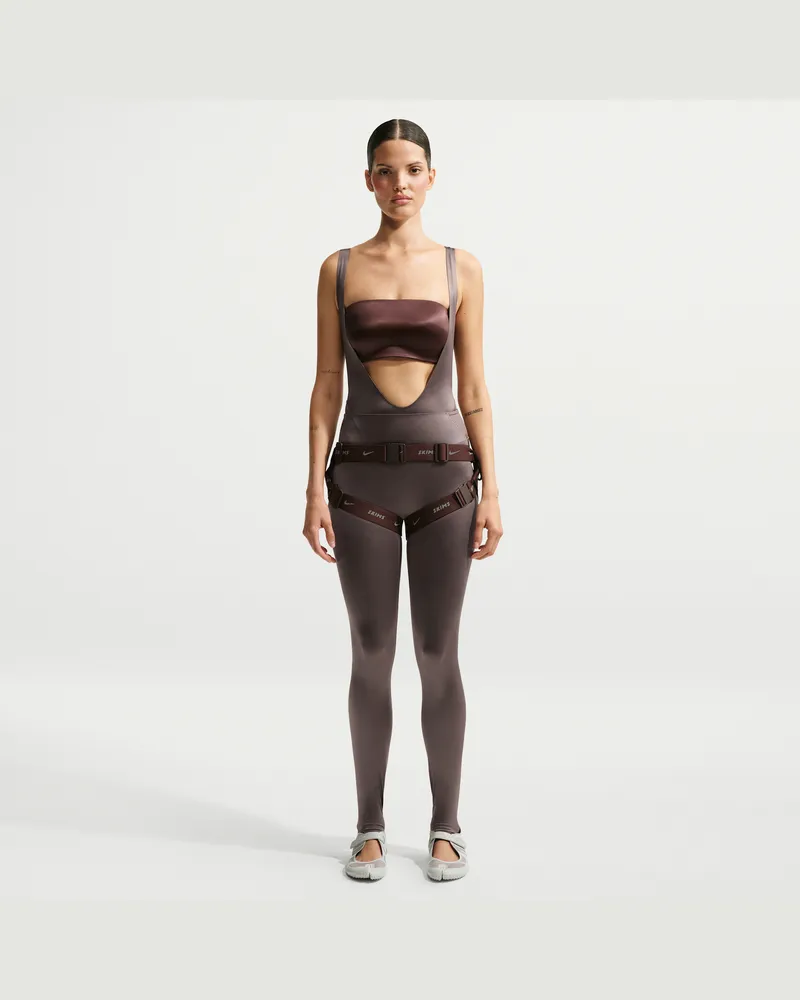 Nike SKIMS Satin Shine Leggings mit hohem Bund (74 cm, Damen) - Braun Braun