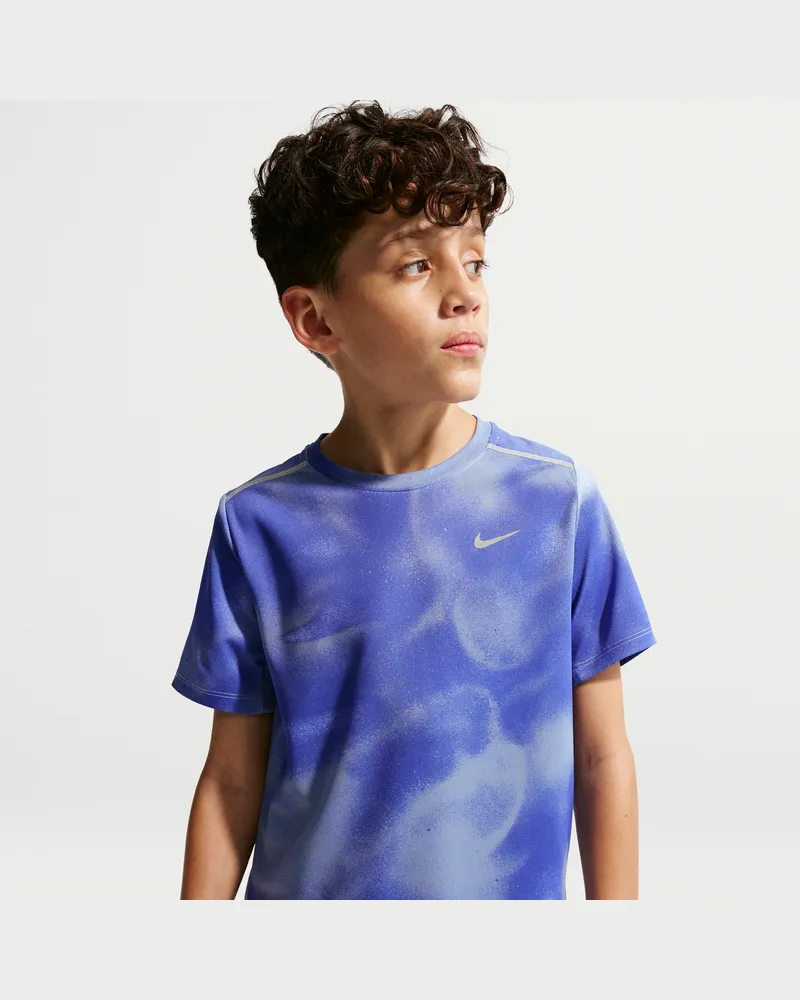 Nike Miler Dri-FIT Kurzarm-Laufoberteil (Kinder) - Blau Blau