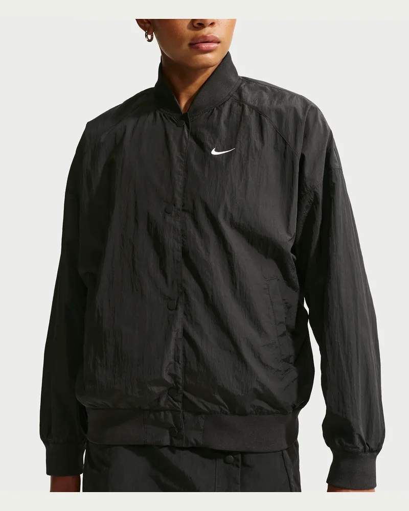 Nike Oversize-Varsity-Jacke (Damen) - Schwarz Schwarz