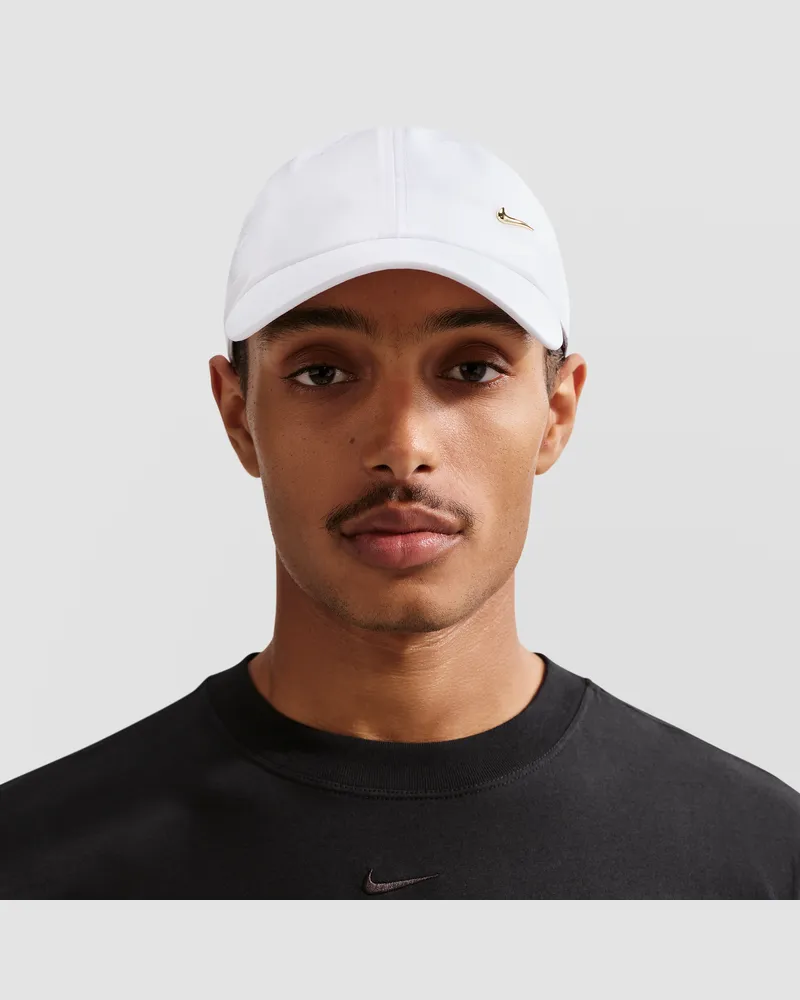 Nike Dri-FIT Club unstrukturierte Metall-Swoosh-Cap - Weiß Weiß