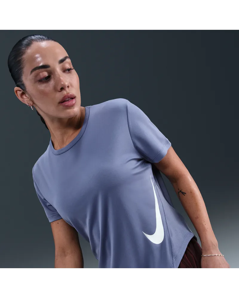 Nike Tempo Swoosh Run Nike Dri-FIT Kurzarm-Laufoberteil (Damen) - Blau Blau