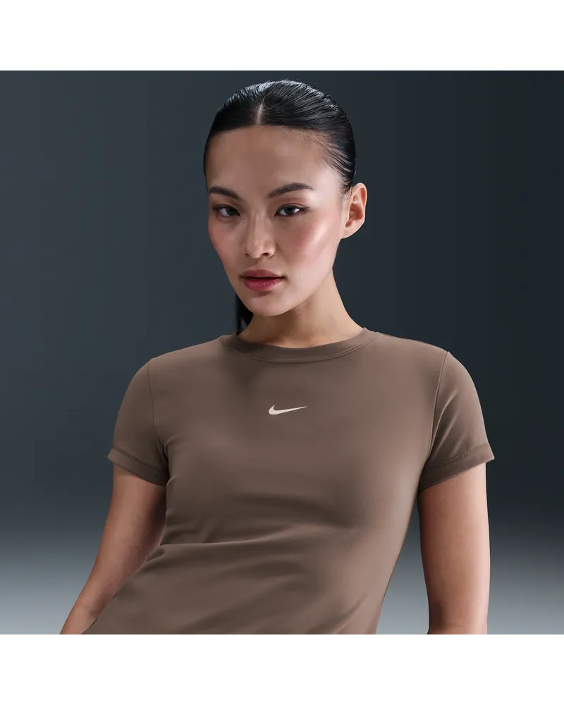 Nike schmal geschnittenes Crop Top für Damen - Braun Braun