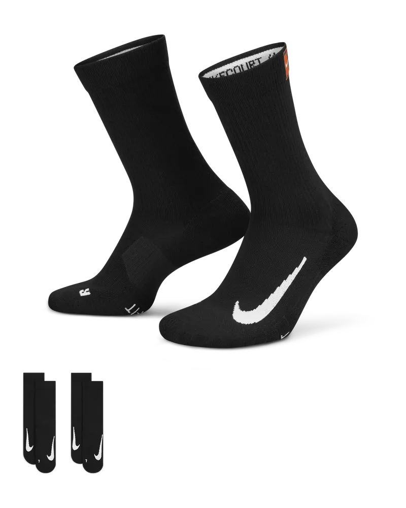 Nike Court Multiplier Cushioned Tennis-Crew-Socken (2 Paar) - Schwarz Schwarz