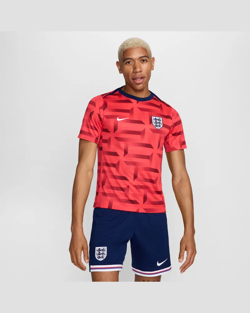 Nike England Academy Pro  Dri-FIT kurzärmeliges Pre-Match-Fußballoberteil für Herren - Rot Rot