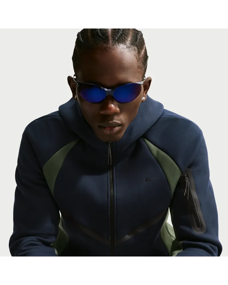 Nike Tech Windrunner-Fleecejacke mit durchgehendem Reißverschluss und Color-Block-Design (Herren) - Blau Blau
