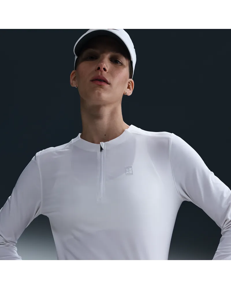 Nike Court Advantage Dri-FIT Mid-Layer-Tennisoberteil (Damen) - Weiß Weiß