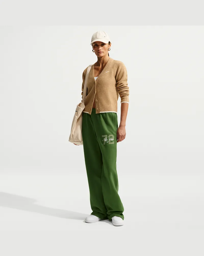 Nike Studio Fleece Medium Weight Hose mit mittelhohem Bund und offenem Saum (Damen) - Grün Grün