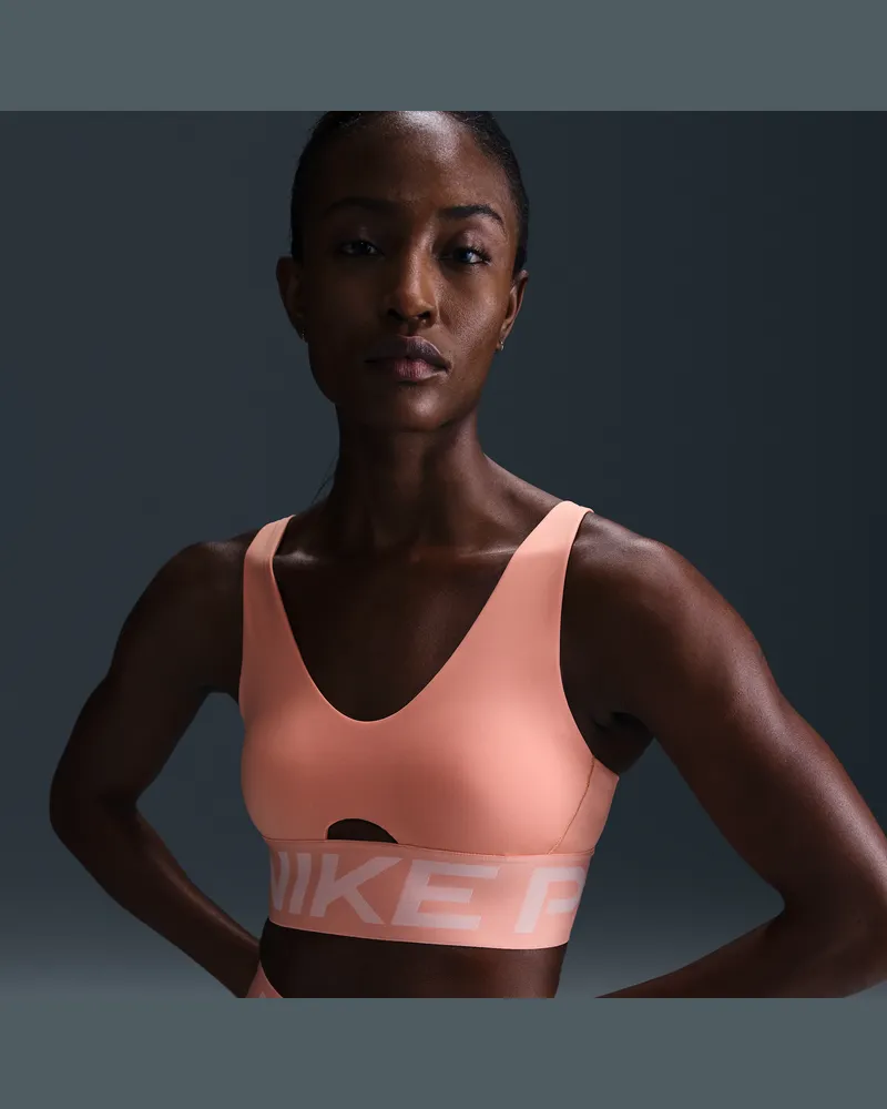 Nike Pro Indy Plunge gepolsterter Sport-BH mit mittlerem Halt - Orange Orange