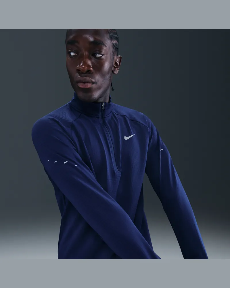 Nike Stride winterfestes Therma-FIT Repel Laufoberteil mit Halbreißverschluss (Herren) - Blau Blau