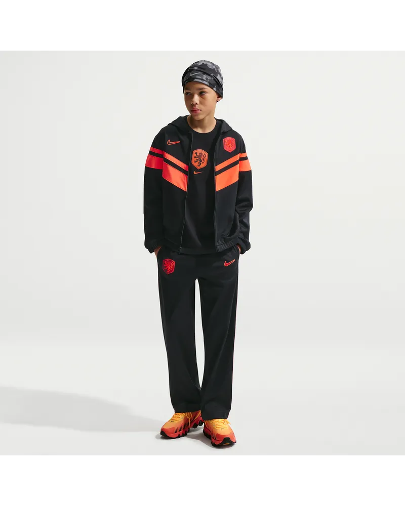 Nike Dri-FIT Niederlande Fußball-Trainingsanzug mit Kapuze (ältere Kinder) - Schwarz Schwarz