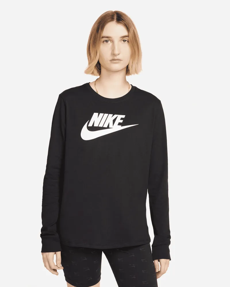 Nike Sportswear Essentials Longsleeve mit Logo für Damen - Schwarz Schwarz