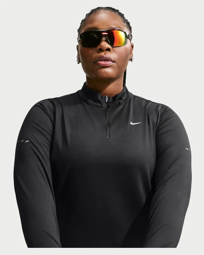 Nike Swift Dri-FIT UV-Laufoberteil mit Viertelreißverschluss (Damen, große Größen) - Schwarz Schwarz