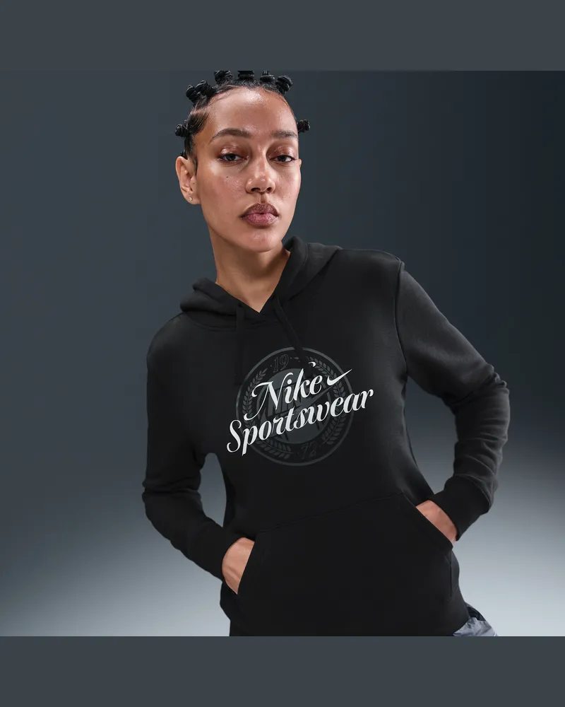 Nike Club Fleece Damen-Hoodie mit Grafik - Schwarz Schwarz