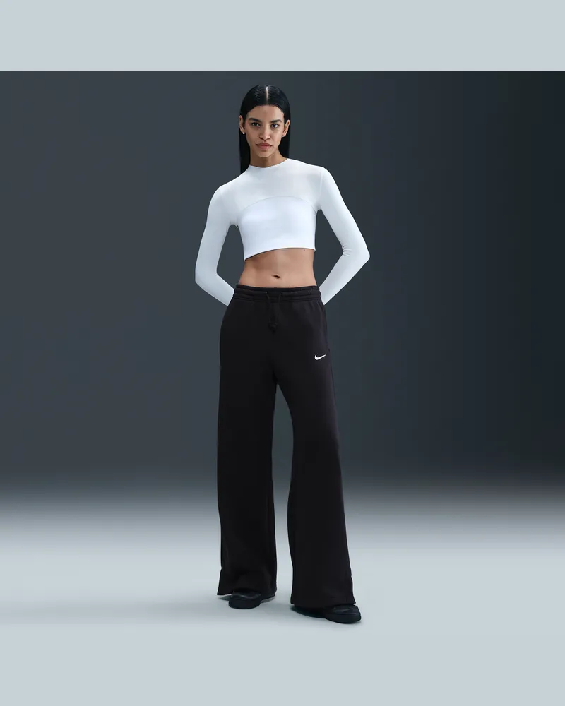 Nike Sportswear Phoenix Fleece Hose mit hohem Bund und weitem Bein (Damen) - Schwarz Schwarz
