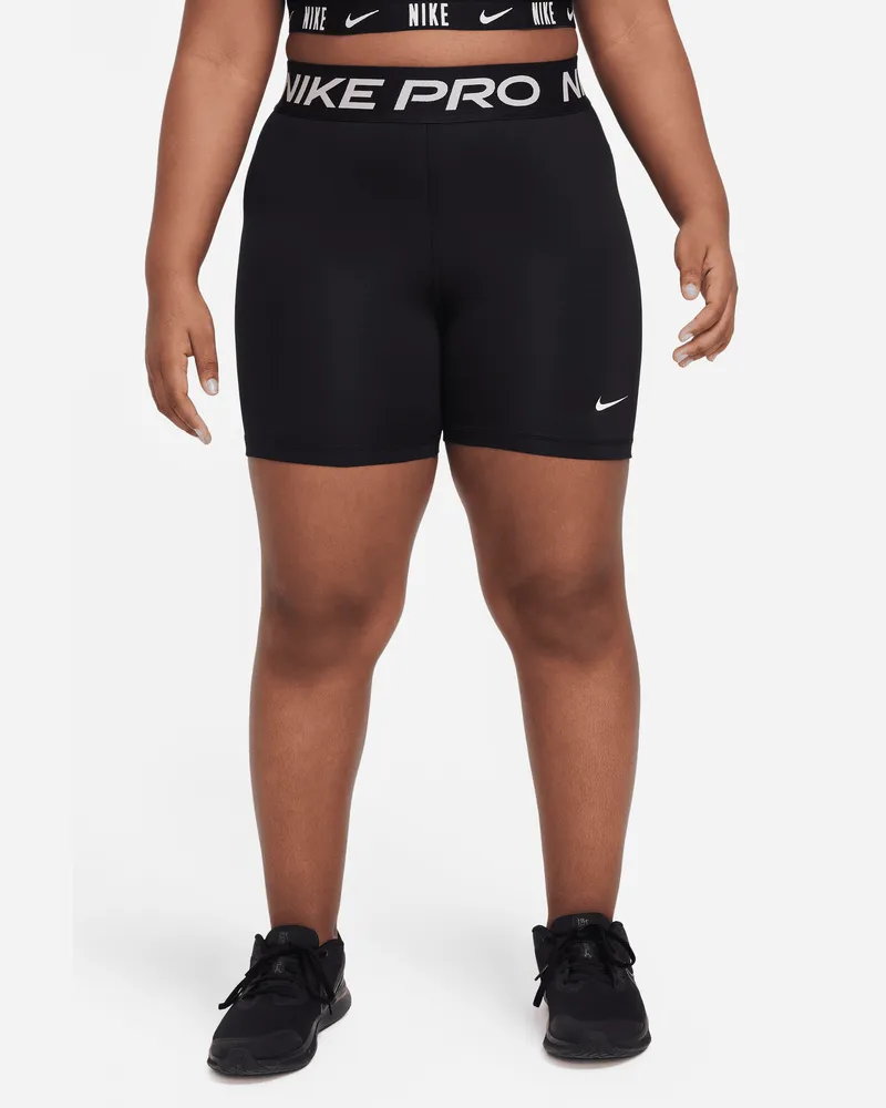Nike Pro Dri-FIT Shorts (ca. 13 cm) (ältere Kinder) (Mädchen) (erweiterte Größe) - Schwarz Schwarz