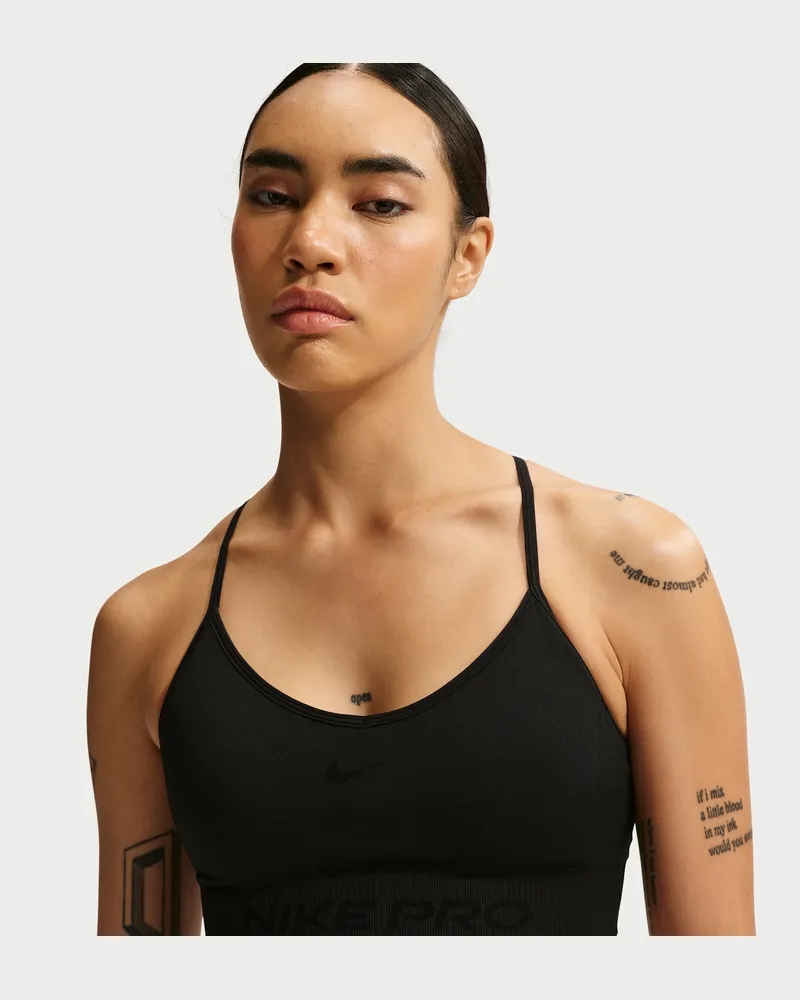 Nike Pro Seamless Sport-BH mit Polster und leichtem Halt - Schwarz Schwarz