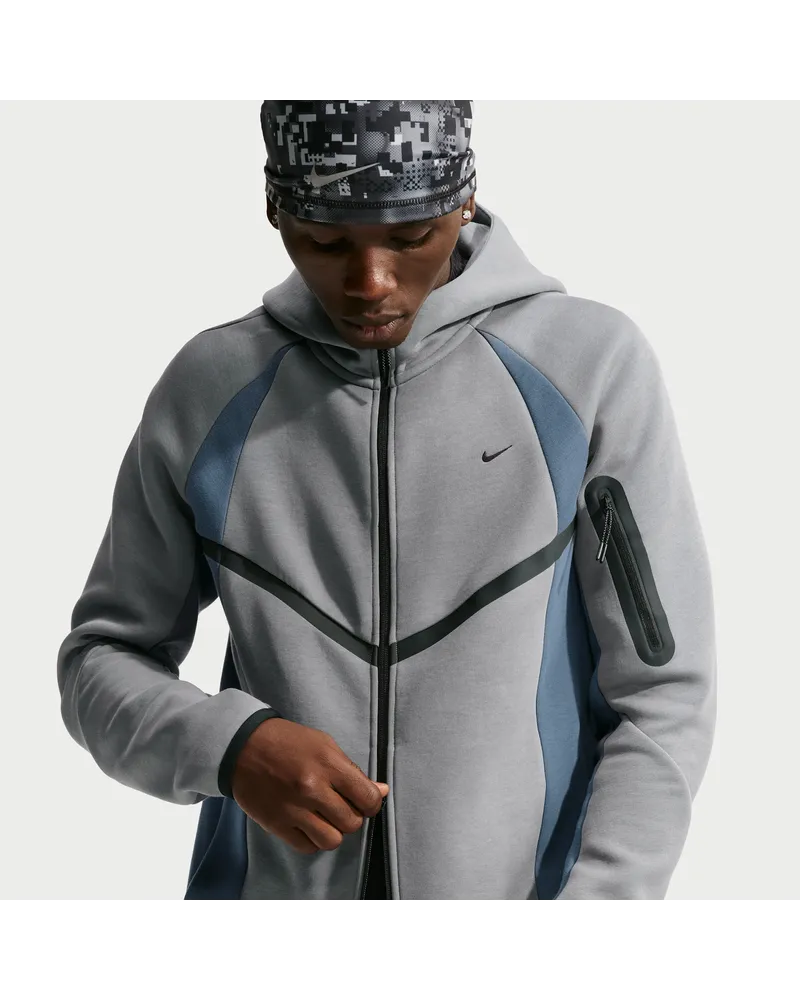 Nike Tech Windrunner-Fleecejacke mit durchgehendem Reißverschluss und Color-Block-Design (Herren) - Grau Grau