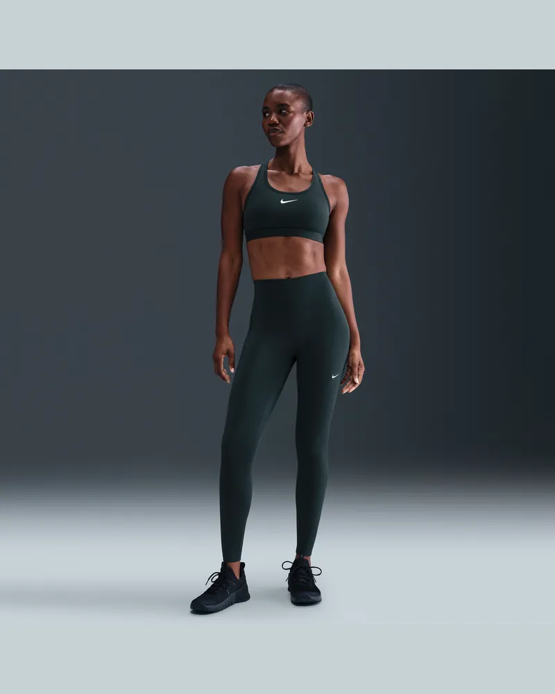 Nike One Leggings in voller Länge mit nahtloser Vorderseite und hohem Bund (Damen) - Grün Grün