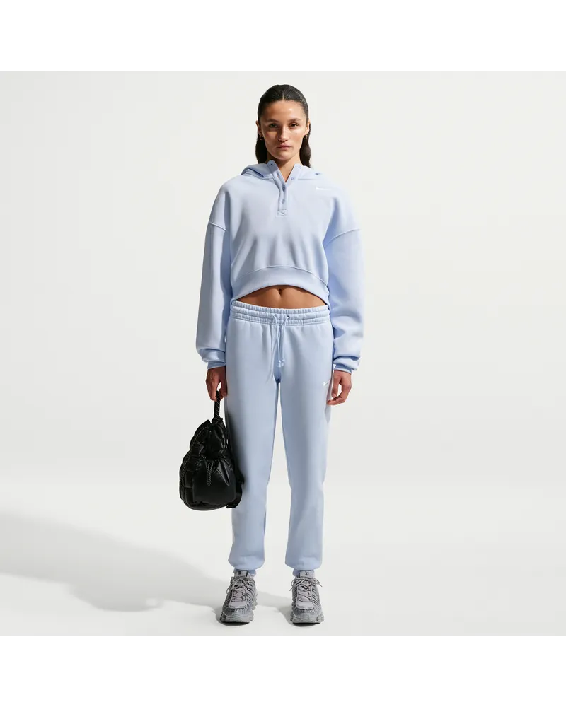 Nike Phoenix Fleece Damen-Trainingshose mit mittelhohem Bund - Blau Blau