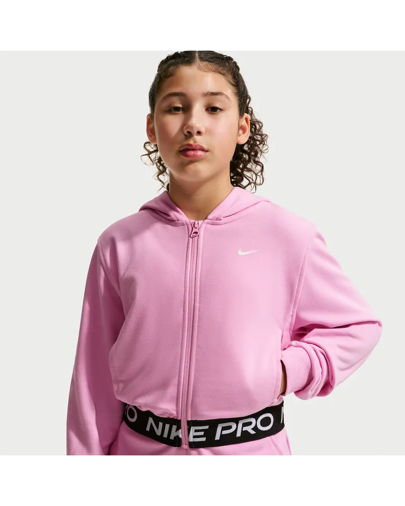 Nike Pro Fleece Dri-FIT-Kapuzenjacke (ältere Kinder) (Mädchen) - Pink Pink