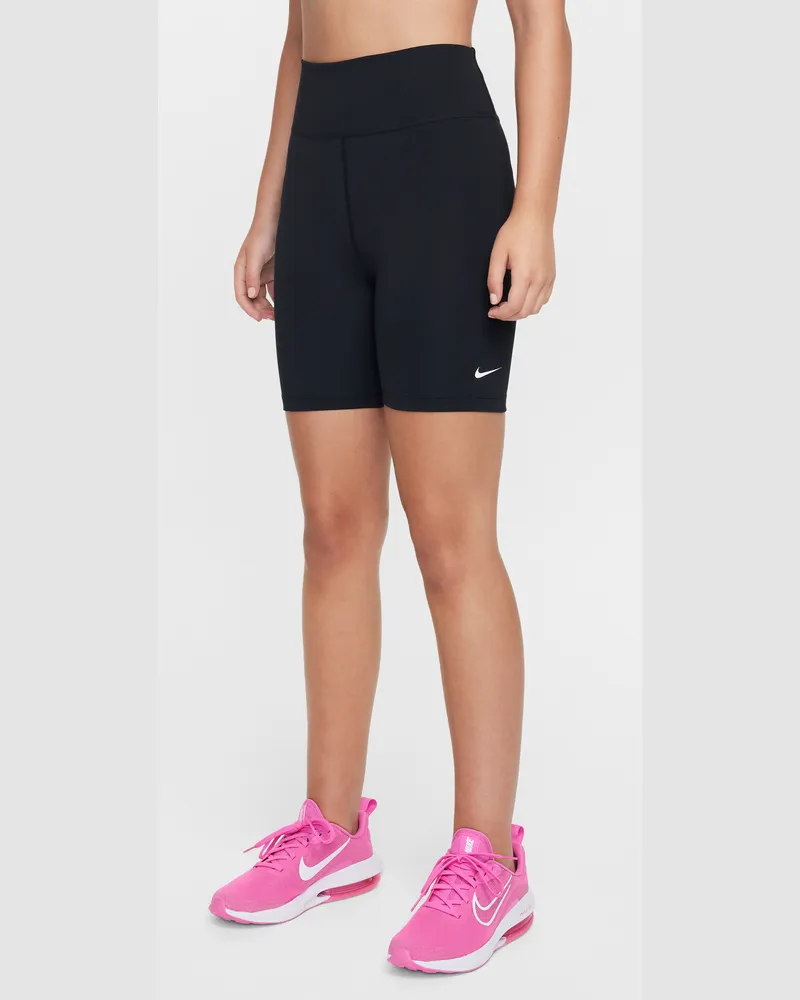 Nike One Bike Shorts mit Dri-FIT-Technologie (ca. 13 cm) (ältere Kinder) (Mädchen) - Schwarz Schwarz