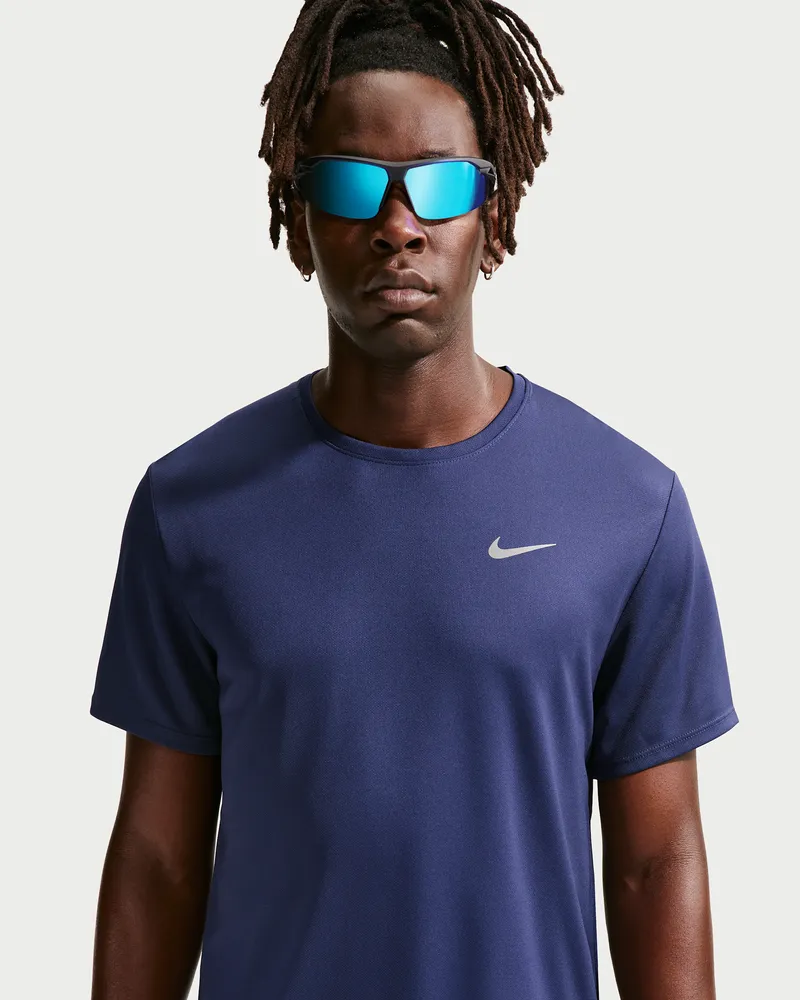 Nike Miler Nike Dri-FIT UV Kurzarm-Laufoberteil für Herren - Blau Blau