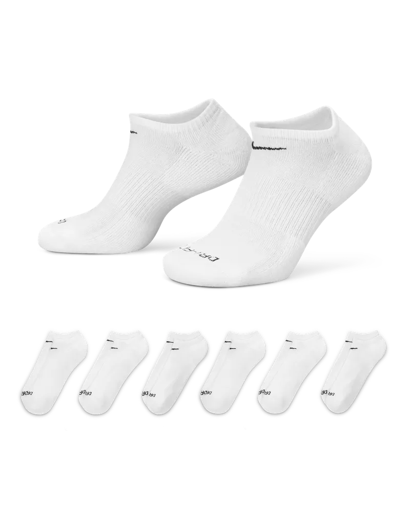 Nike Everyday Plus Cushioned Training No-Show-Socken (6 Paar) - Weiß Weiß