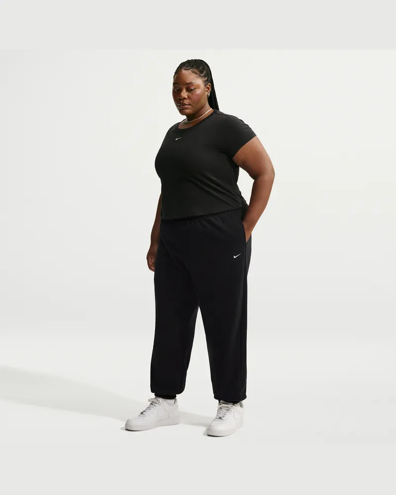Nike Studio Fleece Medium Weight Oversize-Hose mit hohem Bund und Bündchen (Damen) - Schwarz Schwarz