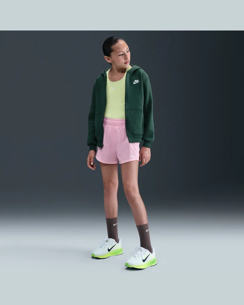 Nike One Dri-FIT Web-Trainingsshorts mit hohem Bund für ältere Kinder (Mädchen) - Pink Pink