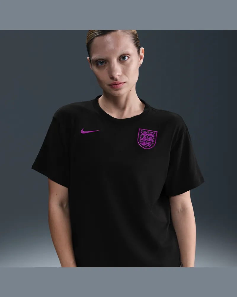 Nike England Relaxed  One Dri-FIT Fußball-Kurzarmshirt (Damen) - Schwarz Schwarz