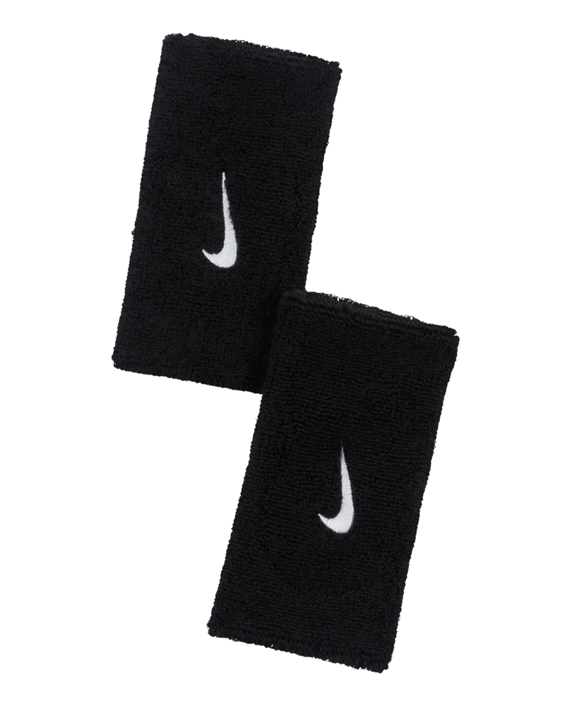 Nike Swoosh Armbänder in doppelter Breite 2.0 (2er-Pack) - Schwarz Schwarz
