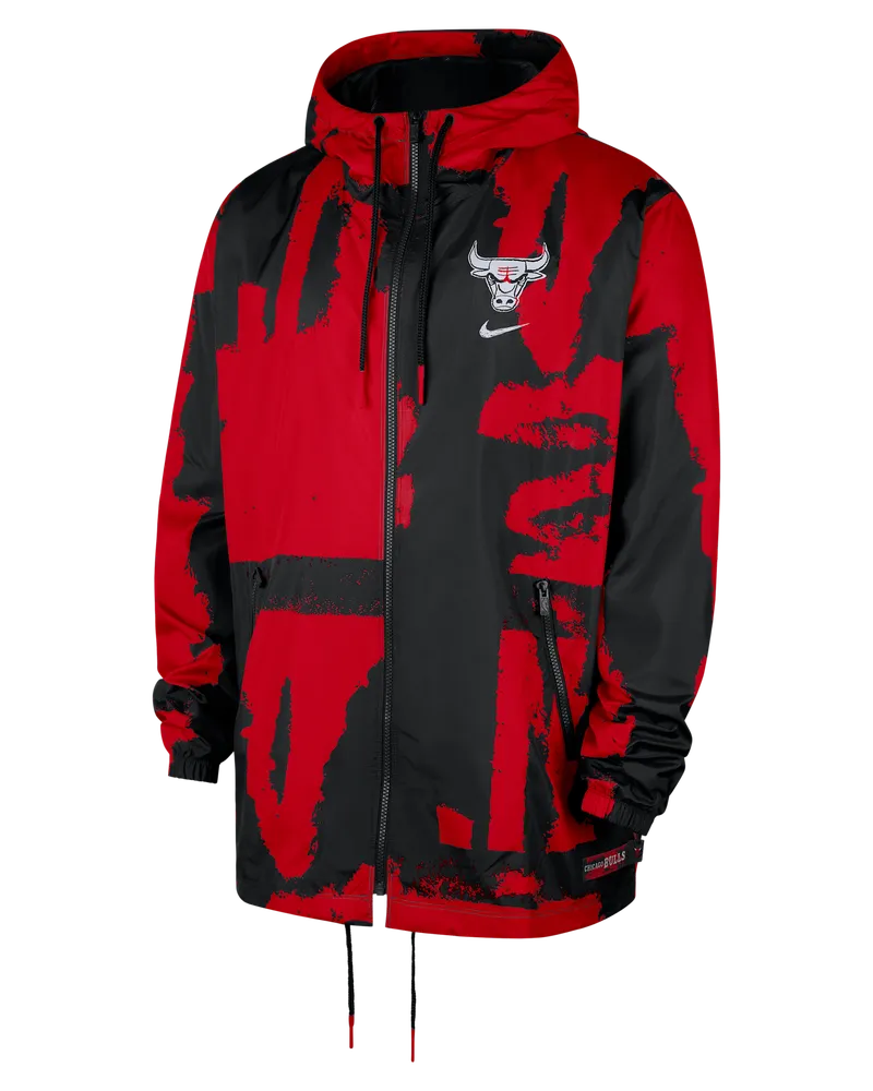 Nike Chicago Bulls Courtside  NBA Club-Jacke für Herren aus Webmaterial mit durchgehendem Reißverschluss - Schwarz Schwarz