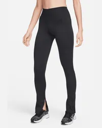 Nike One Leggings in voller Länge mit geteiltem Saum und hohem Bund für Damen - Schwarz Schwarz